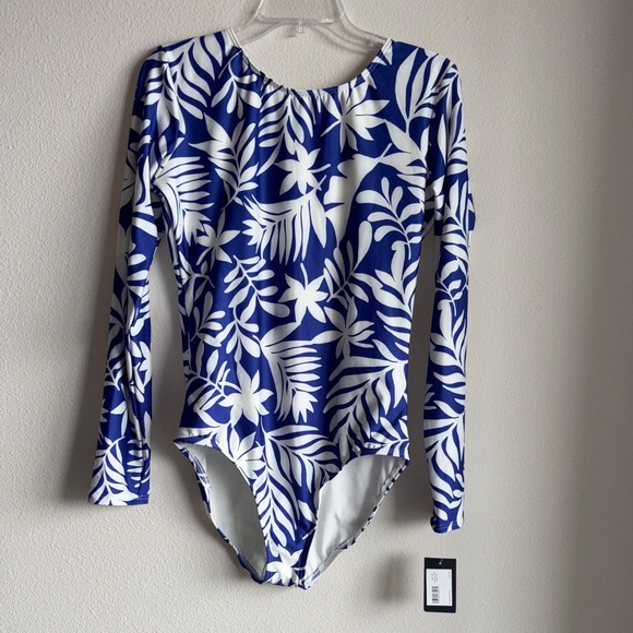 Kate Spade Tropical One Piece Long Sleeve Swim Suit Large - Picture 1 of 4